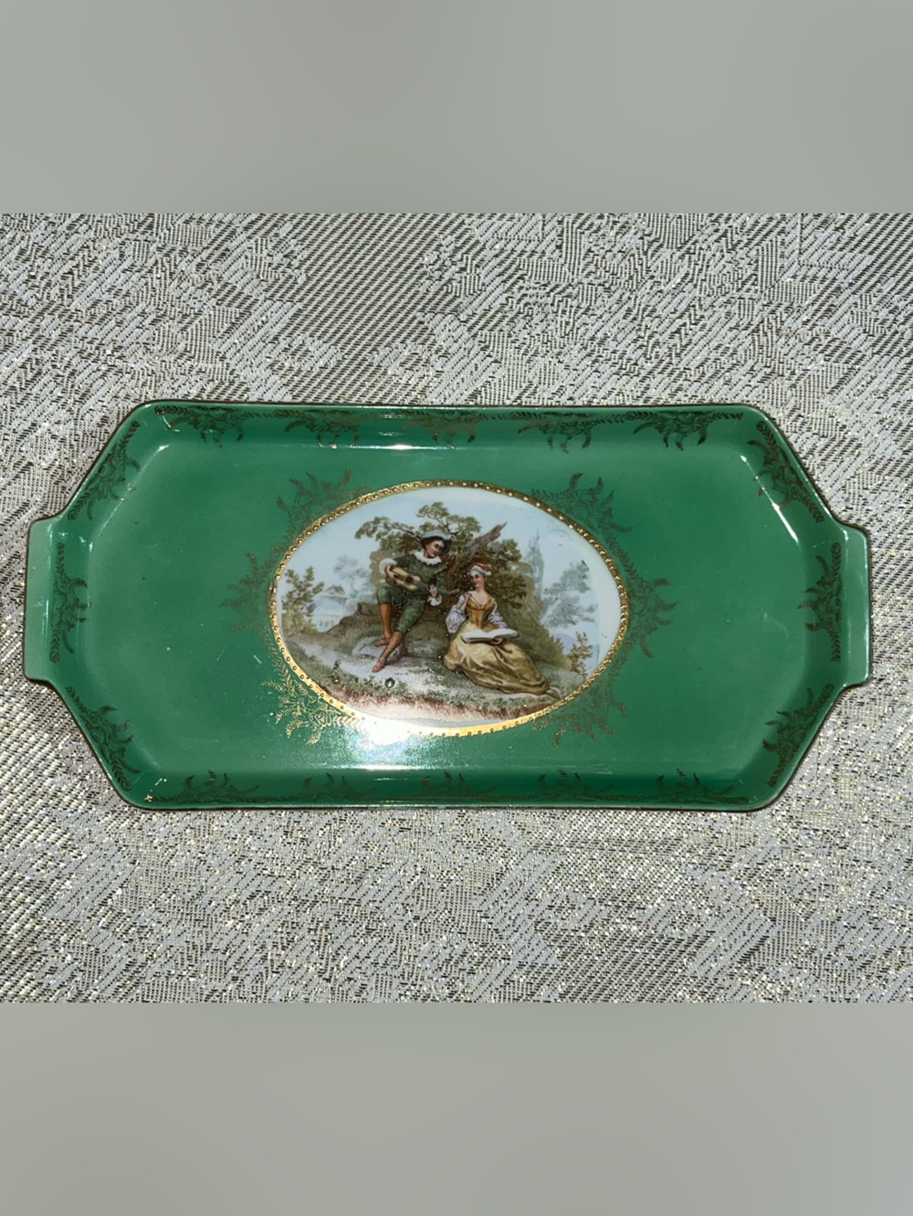 1920s Antique Thuringian Germany Porcelain Vanity Tray, Mold No. 611
